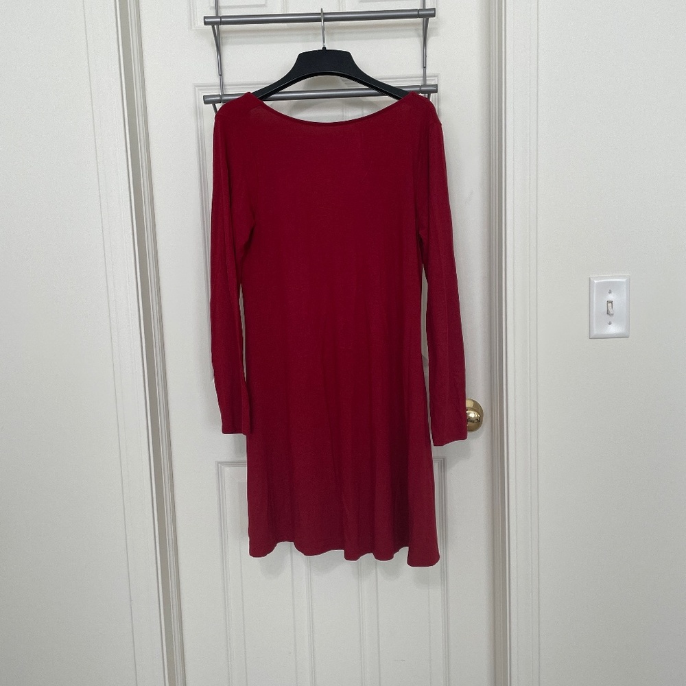 Old Navy Womens Red Long Sleeve Scoop‎ Neck Swing Dress Size Medium Solid Jersey